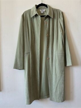 Sage Green Suede Long Coat